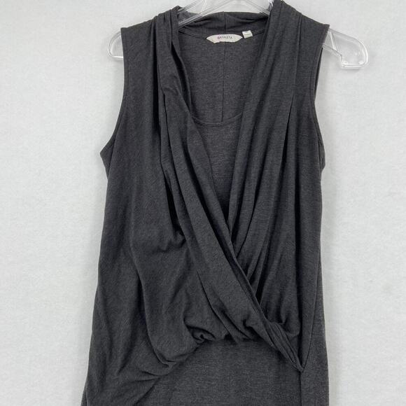 Athleta Duet Wrap Surplice Dress Size S Gray Sleeveless Stretch Knit Bodycon - Picture 6 of 13